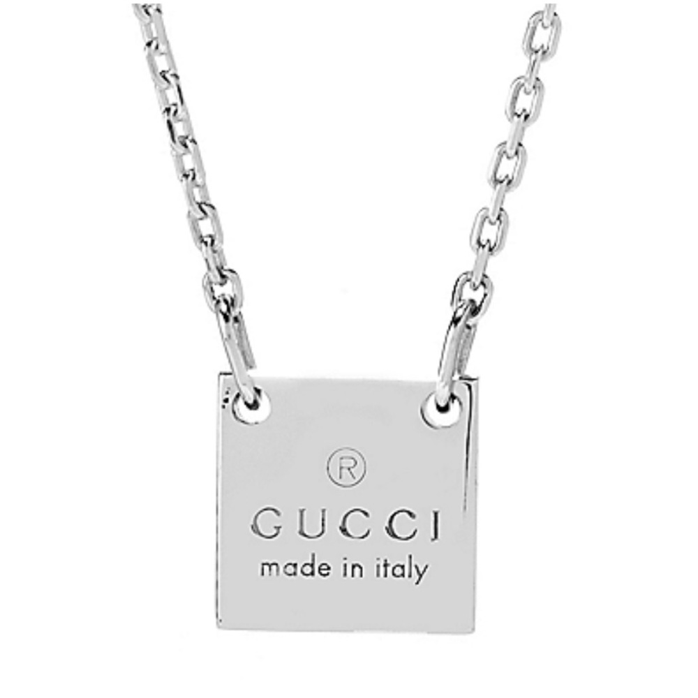 Gucci Sterling Silver Trademark Logo Square Necklace